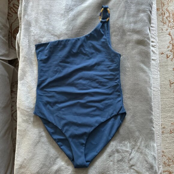 Phie Collective Other - NWOT Phie Collective Dusty Blue One Shoulder Swimsuit Sz L